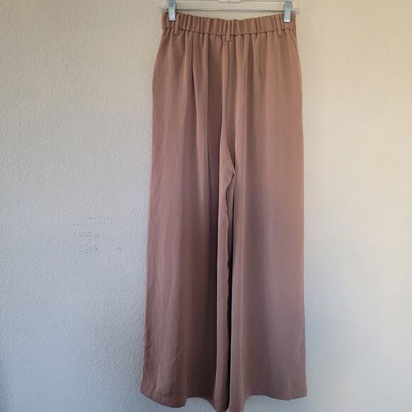 Tronjori Womens High Rise Wide Leg Pants Brown Size Small Pleated Pockets Nwt - Picture 9 of 9